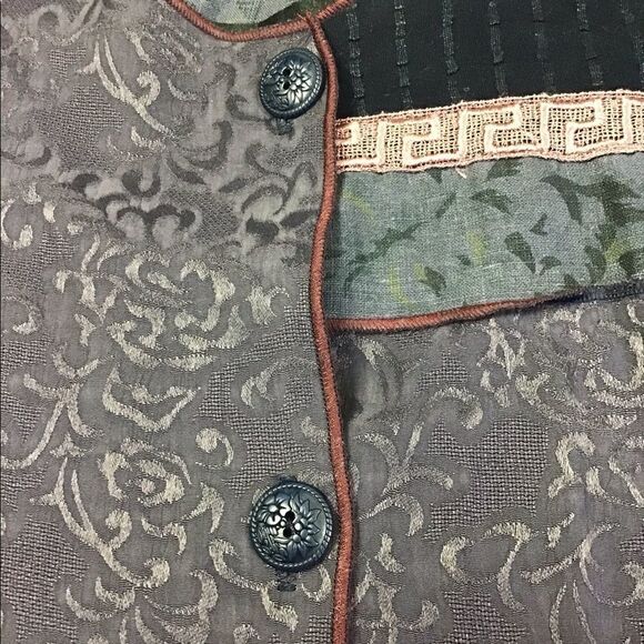 Spenser Alexis VTG Lagenlook Mixed Materials Button Front Blouse/Jacket - Picture 11 of 12